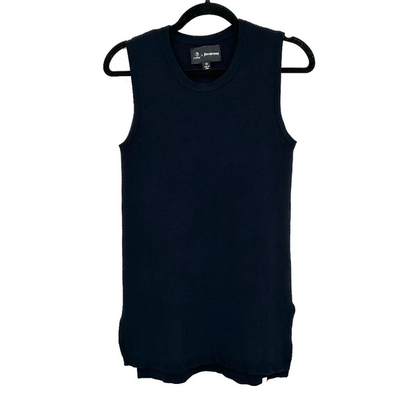 MPG X BETABRAND Women's Black Ribbed Sleeveless Round Neck Shift Mini Dress XS - Picture 1 of 7